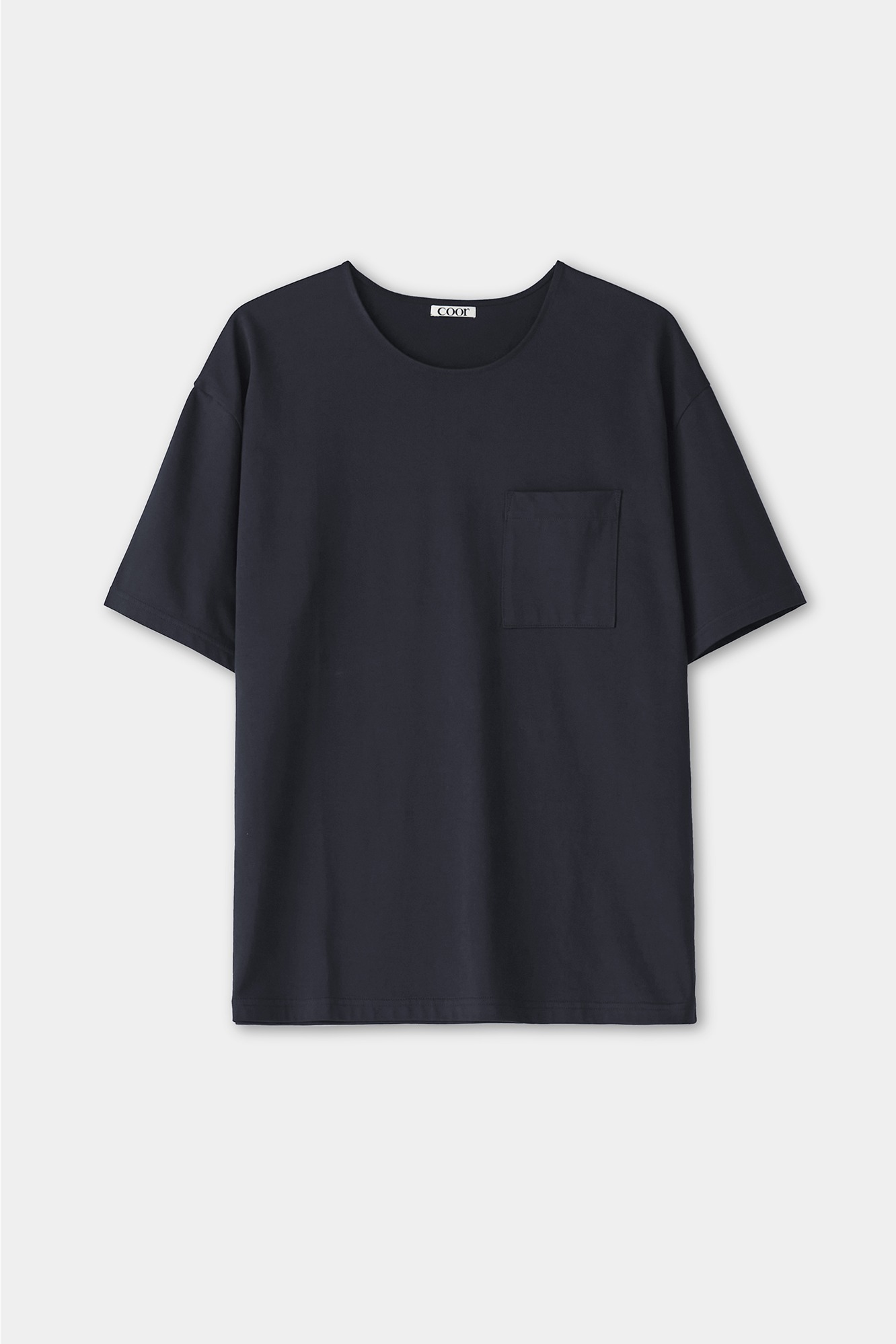 수피마 코튼 세미오버핏 U넥 티셔츠 (다크네이비)