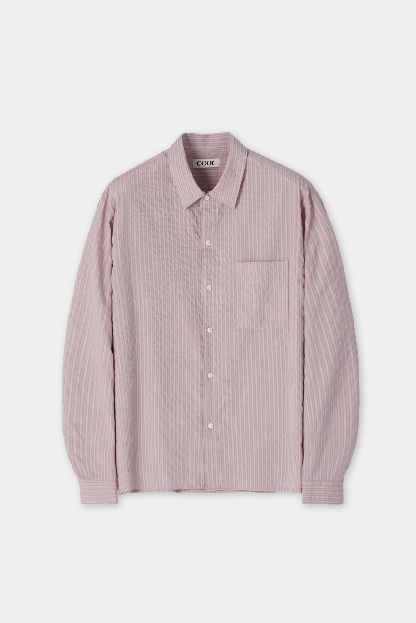 스트라이프 시어서커 셔츠 (핑크)
